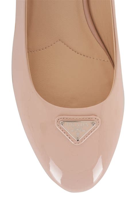 prada patent leather ballerina flat cipria|Prada Patent Metal Triangle Logo Ballerina Flats 39.5 Cipria.